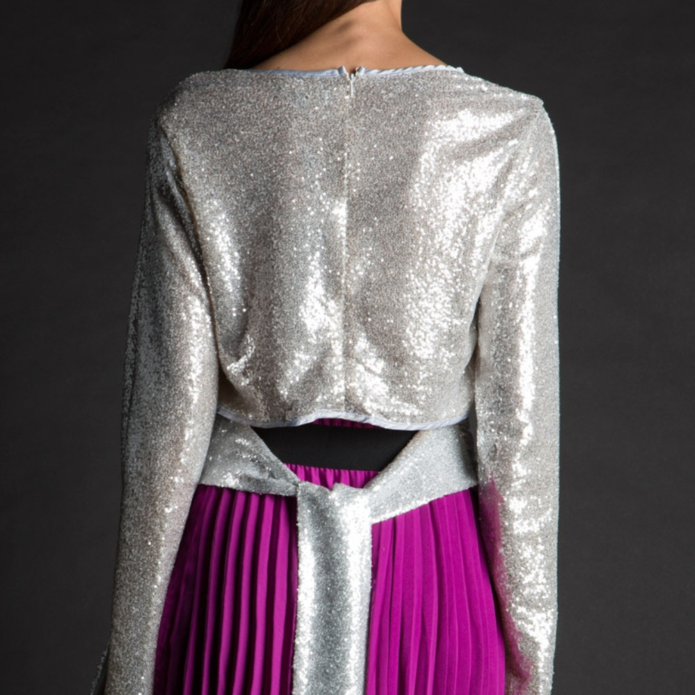 Sequined Bell Sleeve Top - Picture 3 of 7